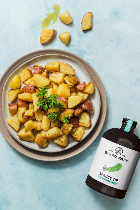 Spruce Tip Glazed Potatoes