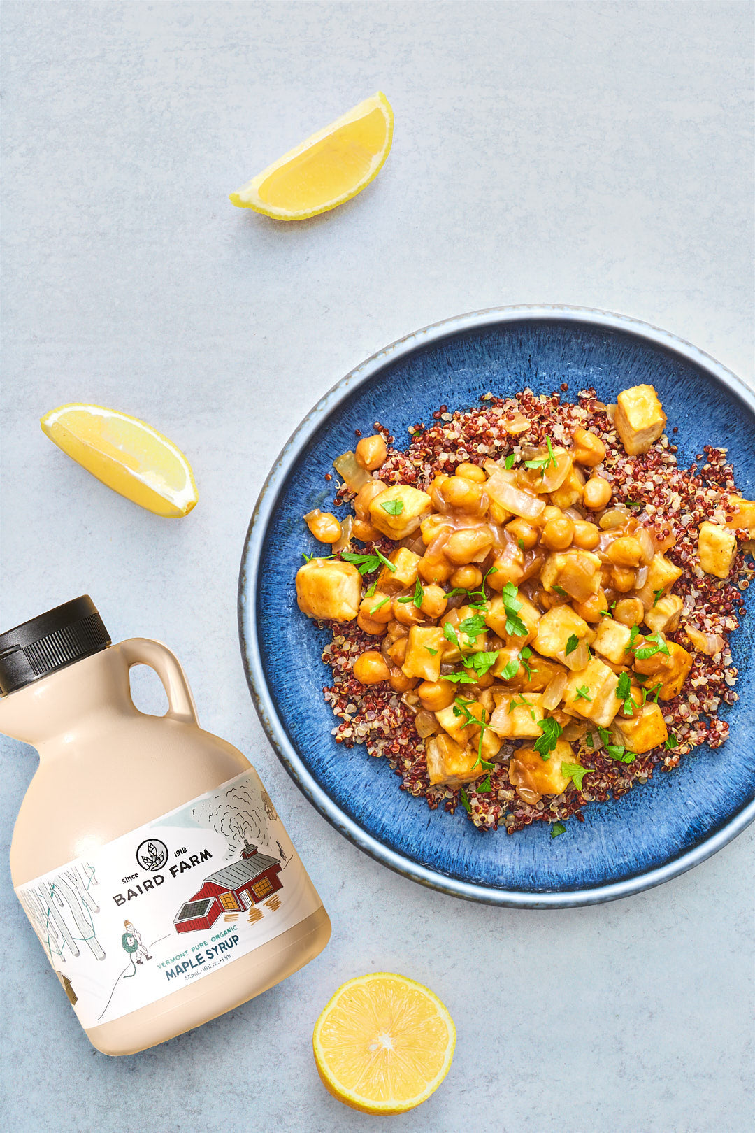Lemon and Maple Glazed Tofu with Chickpeas