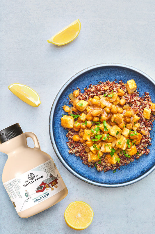 Lemon and Maple Glazed Tofu with Chickpeas